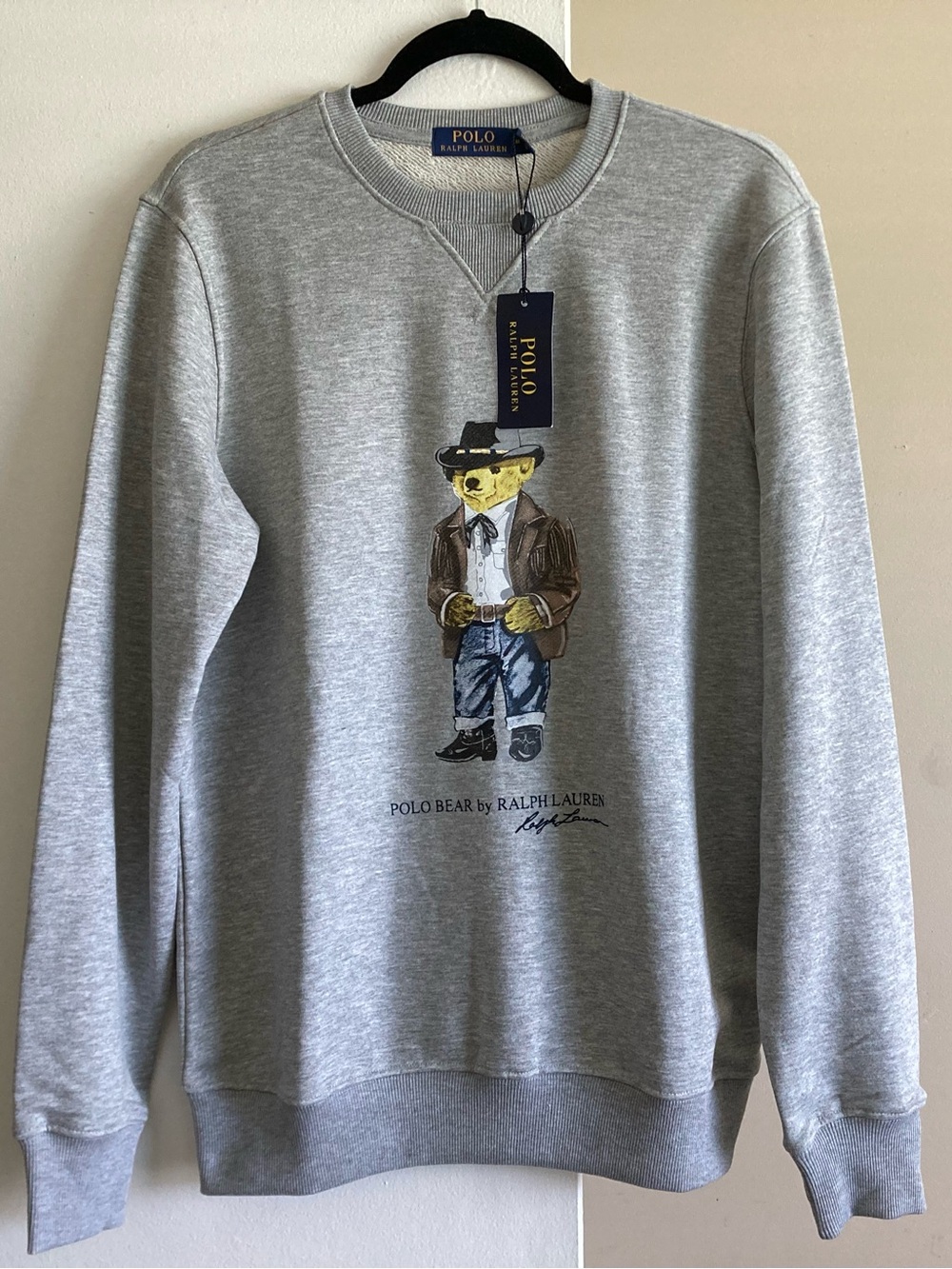 Polo Bear Ralph Lauren Sweatshirt Gray Cotton Long Sleeve M Men’s Crewneck New